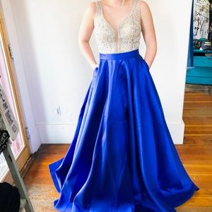 NEW JVN Prom dress in royal with a sequin bodice